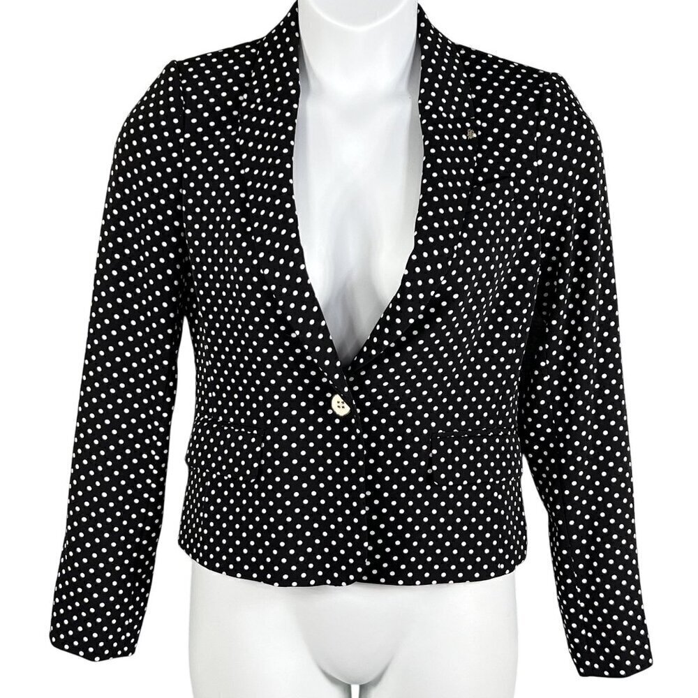 Tommy Hilfiger NEW Womens 4 Polka Dot Black White Logo Pin Blazer Career Wear - Picture 1 of 16